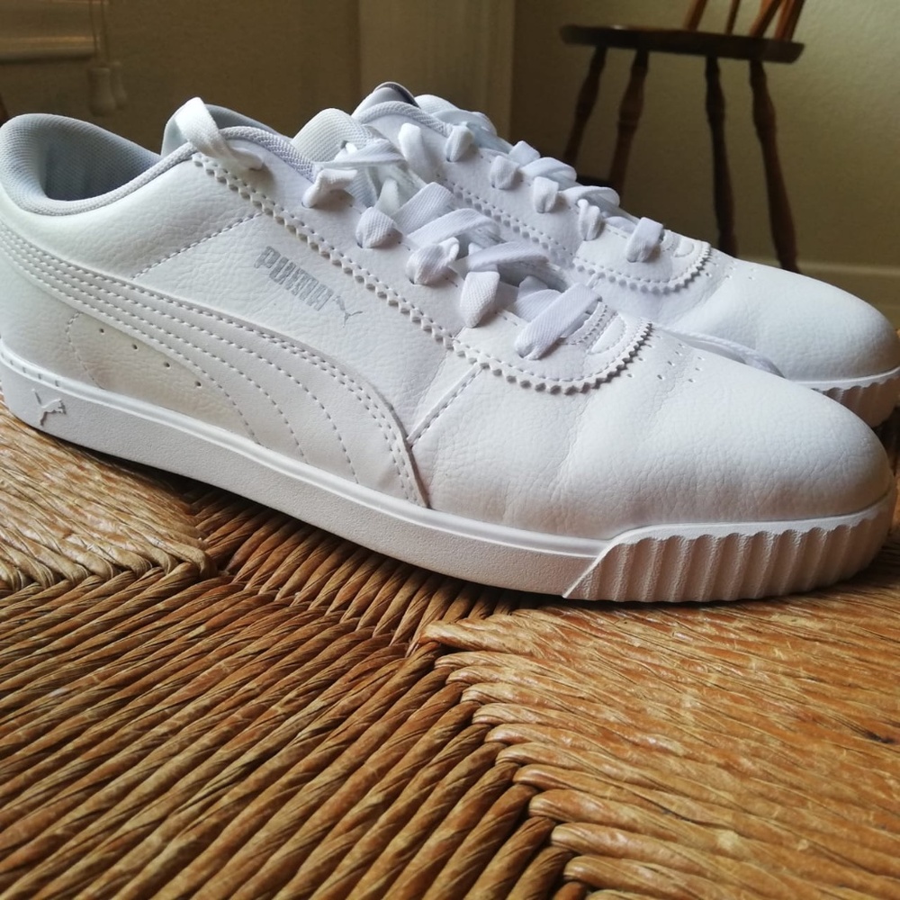 White Leather Puma Sneakers Women's 9.5